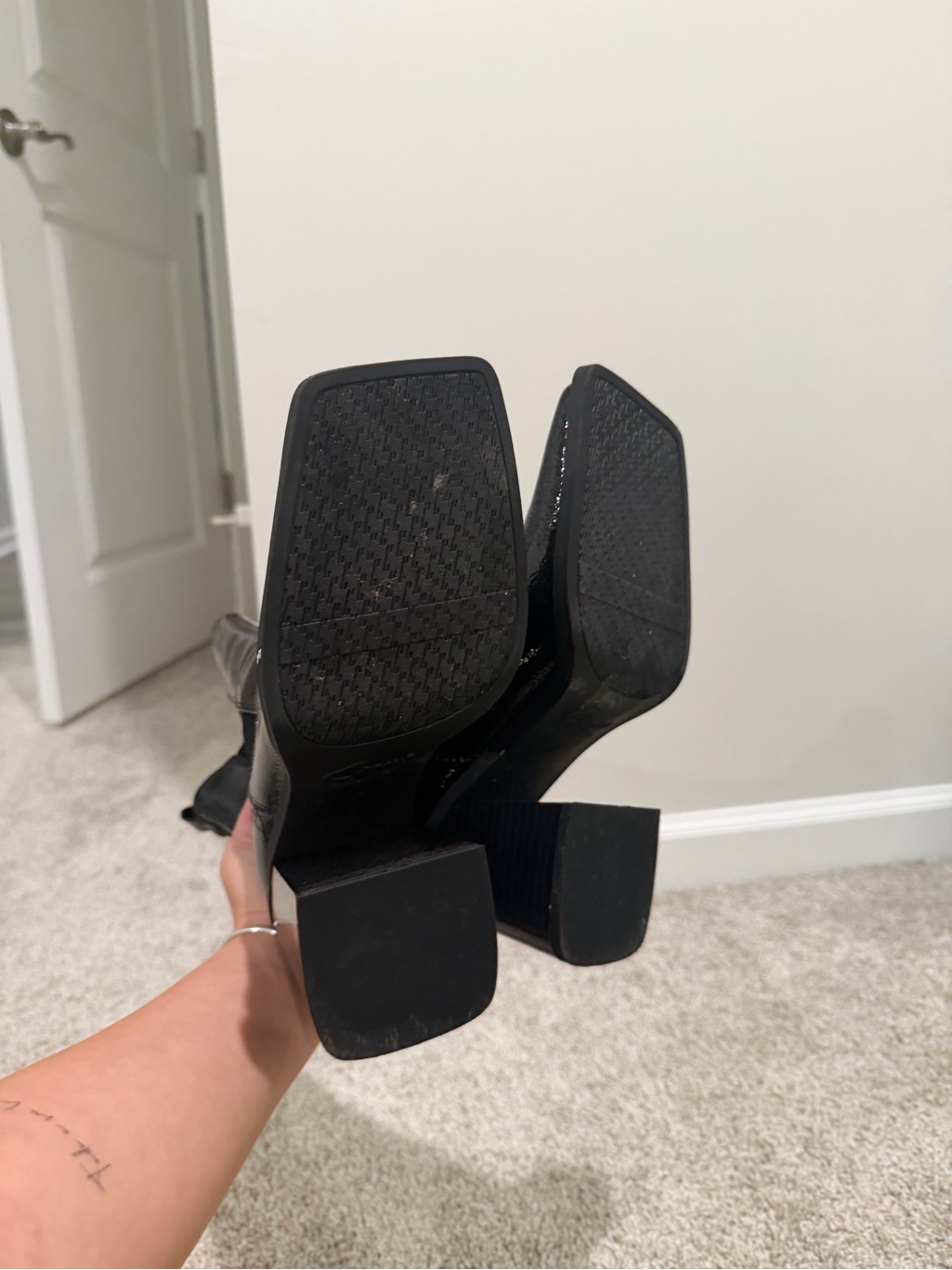 Black Square-Toe Block Heel Ankle Boots — image 4 of 5